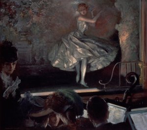Tänzerin in Weiß vor den Rampenlichtern von Everett Shinn