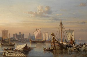 Wikingerschiffe auf der Themse, Mitte des 19. Jahrhunderts von Everhardus Koster