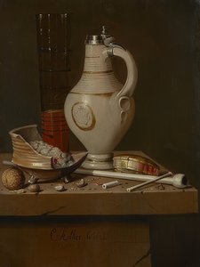 Stilleben mit Raucherutensilien und Bierkrug