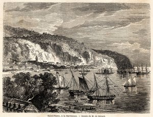Ansicht von Saint Pierre, in Martinique, Zeichnung von Auguste de Berard (1824-1881), zur Illustration der Reisen in die Westindischen Inseln, in den Jahren 1858-1859, von Anthony Trollope (1815-1882). Gravur in „Le tour du monde, nouveau journal des voyag von Evremond de (after) Berard
