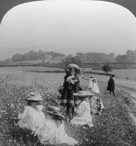 Kinder auf einer Wiese, Keswick, Cumbria von Excelsior Stereoscopic Tours