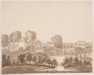 Bei Ørbæk, im Hintergrund Ørbæklunde. Fünen 1833 von F.M.E. Fabritius de Tengnagel
