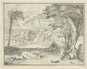 Italianisierende Landschaft mit zwei Frauen
