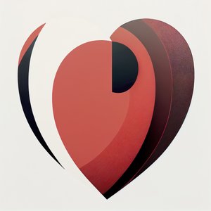 Ein rotes Herz, das Liebe symbolisiert, emotionales Gemälde von F. Abderrahim