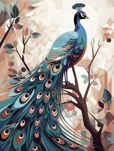 Abstrakte Pfauenillustration von F. Abderrahim