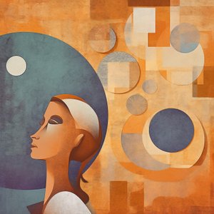 Abstrakte digitale Malerei einer gelangweilten und überwältigten Person von F. Abderrahim