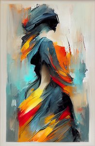 Abstrakte impressionistische Ölgemälde einer tanzenden Frau von F. Abderrahim