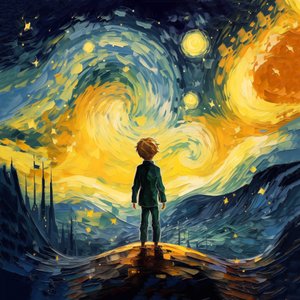 Abstrakte Gemälde, das Märchen Der kleine Prinz, gerahmte Wanddrucke
