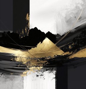 Abstrakt texturiert geschichtet schwarz & gold, Wandkunst | Leinwanddrucke
