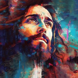 Schönes Gesicht von Jesus Christus, abstraktes Porträt, Wandkunstdrucke auf Anfrage