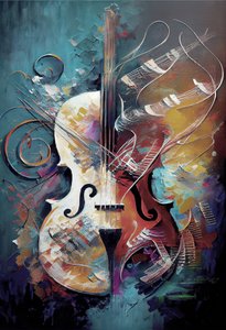Klassische Violine Malerei mit Pinselstrichen von F. Abderrahim