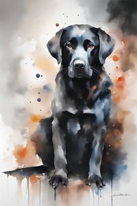 Niedliches Porträt eines schwarzen Hundes