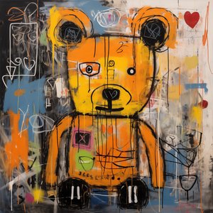 Dekorativer süßer Bär im Stil von Jean-Michel Basquiat von F. Abderrahim