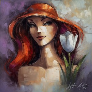 Impressionistisches Mode-Mädchen und Glockenblume
