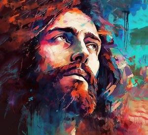 Religiöses Gesicht von Jesus Christus, spirituelles christliches Gemälde
