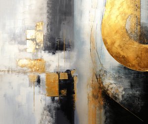 Silber- und goldene abstrakte intuitive Kunstmalerei, quadratische Kunstdrucke