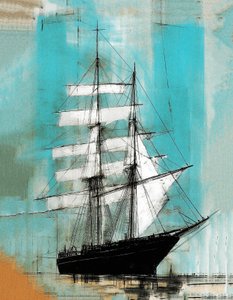 kühnes Schiff segelt im alten Stil, Motherwell-Stil von F. Abderrahim