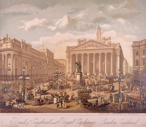 Bank of England und Royal Exchange, London, ca. 1860 von F Appel