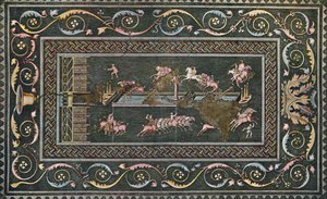 Ein römisches Mosaik in Lyon, das die Zirkusspiele darstellt von F. Artaud