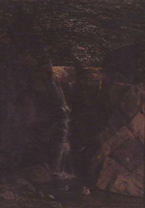 Wasserfall in einer Waldlandschaft von F. Famin
