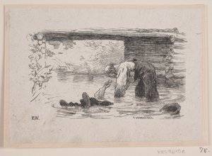 Illustration zu "Kjærringen mod strømmen" von F. Hendriksen