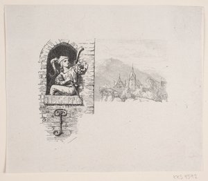 Vignette zu J. P. Jacobsens Gedicht, "Der Page hoch auf dem Turm saß" von F. Hendriksen