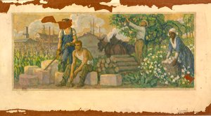 Studie zum Wandgemälde Überfluss von heute, Clarksville, Tennessee Post Office, ca. 1937-1938