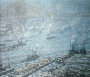 East River, New York, Winter von F. Usher de Voll