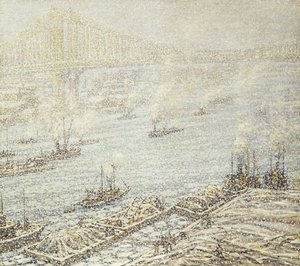 East River, New York, Winter, ca. 1915 von F. Usher de Voll