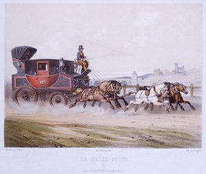 Die Postkutsche, graviert von Charles Bargue (1826-83) von F. after Fort