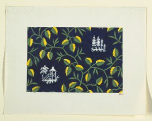 Blumendesign für bedruckte Textilien von Fabrique de Fazy aux Bergues