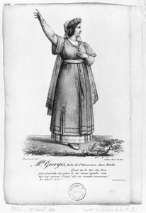 Mademoiselle George in der Rolle der St. Genevieve aus Akt II, Szene 3 von 