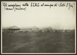 Die Flugzeuge der S.I.A.C. auf dem Feld von Sesto S. Giovanni (Mailand) von Fedele Azari