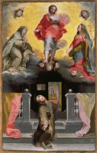 Christus vergibt dem heiligen Franziskus in einer Vision