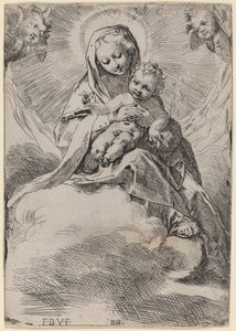 Madonna in den Wolken von Federico Barocci