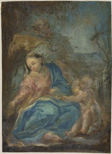 Ruhe auf der Flucht nach Ägypten (recto); Madonna des Rosenkranzes (verso)