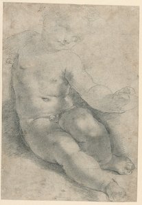 Studie für das Christkind in der Madonna von S. Simone (recto); Landschaftsstudie (verso)