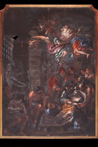 Der Tod des heiligen Rochus in einer Gefängniszelle in Arona von Federico Bianchi