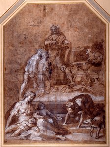 Religiöse Allegorie, das Sammeln des Manna und die Einsetzung der Eucharistie von Federico Fiori Barocci or Baroccio