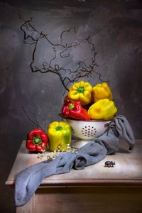 Bunte Paprika Stillleben von Felice Angelino