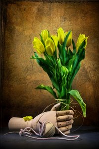 Goldene Tulpen und Hand