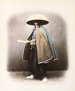 Ein japanischer Samurai in traditioneller Kleidung, ca. 1868