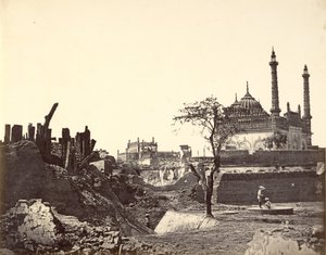 Batterie in der Nähe der Begum Kotie. Zweiter Angriff von Sir Colin Campbell im März 1858 von Felice Beato