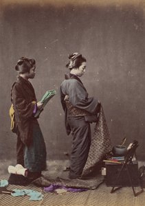 Anlegen des Obi oder Gürtels, 1868 von Felice Beato