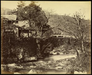 Teehaus und Brücke an der Tokaido-Straße