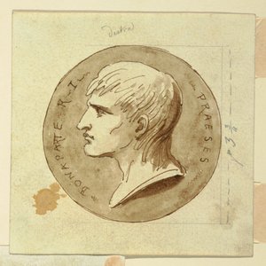 Eine Medaille von Napoleon Bonaparte als Präsident der Italienischen Republik, verso; Hebe verleiht Unsterblichkeit an den Wagenlenker des Herkules