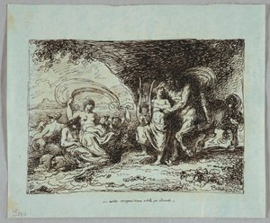 Achilles wird vom Zentaur Chiron im Spielen der Lyra unterrichtet von Felice Giani