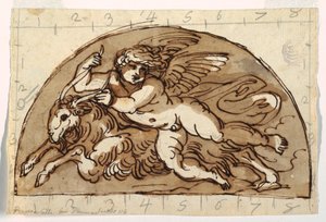 Steinbock, Lunette für die Decke der Sala Ottagonale, Palazzo Milzetti, Faenza von Felice Giani