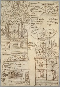 Dekorative Studien; Verso: Anatomische Studien von Felice Giani
