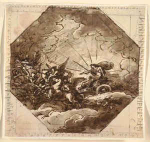 Apollo in seinem Wagen mit Aurora, Sala Ottogonale, Palazzo Milzetti, Faenza, 1804–1805 von Felice Giani